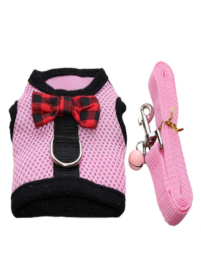 Rypet Small Animal Harness and Leash - Soft Mesh Pet Harness with Safe Bell, No Pull Comfort Padded Vest for Small Pet Pink - Image 3